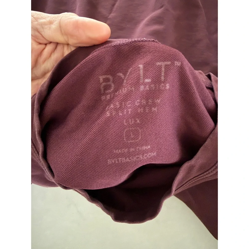 BYLT Premium Basics Mens LUX Drop-Cut T-Shirt Burgundy Maroon Split Hem Large - Picture 2 of 6